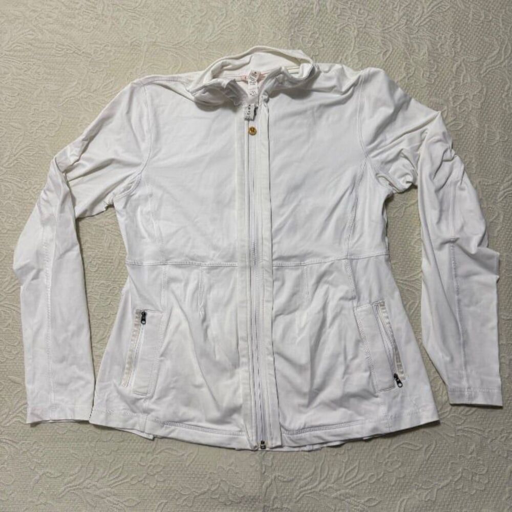 Lululemon The Ease Peplum Jacket White Full Zip Size 12 Large